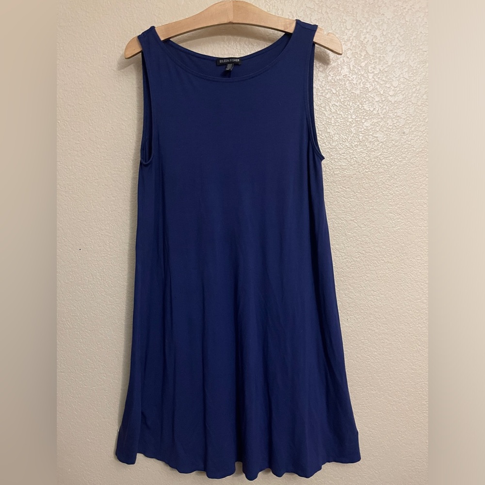 Eileen Fisher Sleeveless A-Line Dress in Deep Blue